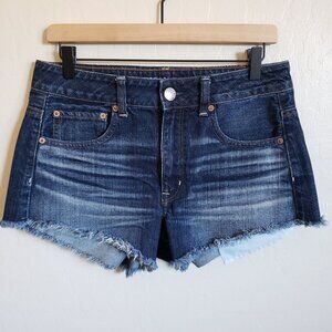 American Eagle Hi-Rise Festival Cut Off Denim Jean Shorts Blue Sz 6 Beach Summer
